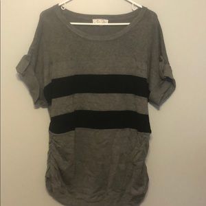 Short sleeve striped sweater